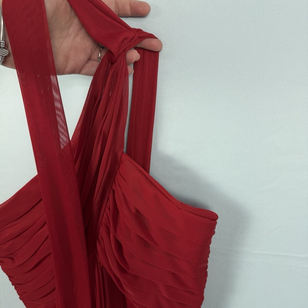 Alex Evenings Size-8 Red Chiffon‎ One Shoulder Empire Waist Evening Gown - Picture 8 of 13